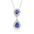 1.80 ct. t.w. Sapphire and .75 ct. t.w. Diamond Double Border Pendant Necklace in 14kt White Gold