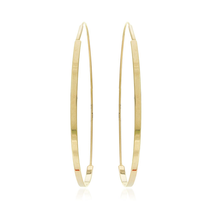 14kt Yellow Gold Endless Flat-Round Wire Hoop Earrings. 2 1/4&quot;