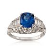 C. 2000 Vintage 2.18 Carat Sapphire and 1.00 ct. t.w. Diamond Ring in 18kt White Gold