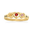 Personalized Birthstone, Name and Date Daughter's Heart Ring in 14kt Gold