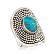 Stabilized Turquoise Wide Bead Ring in Sterling Silver