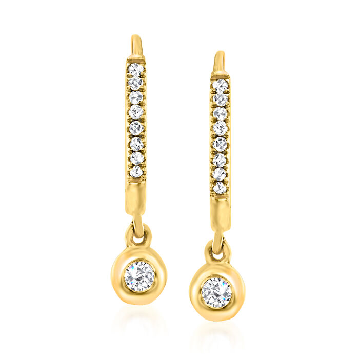 .14 ct. t.w. Diamond Charm Petite Hoop Earrings in 14kt Yellow Gold