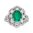 1.70 Carat Emerald and 1.20 ct. t.w. Diamond Ring in 14kt White Gold