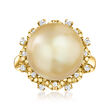 12-15mm Golden Cultured South Sea Pearl Ring with .49 ct. t.w. Multicolored Diamonds in 14kt Yellow Gold