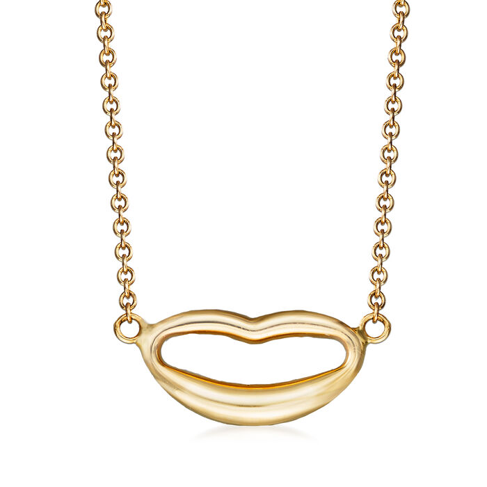 Italian 14kt Yellow Gold Lips Necklace