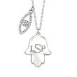.10 ct. t.w. CZ Evil Eye and Personalized Hamsa Necklace in Sterling Silver