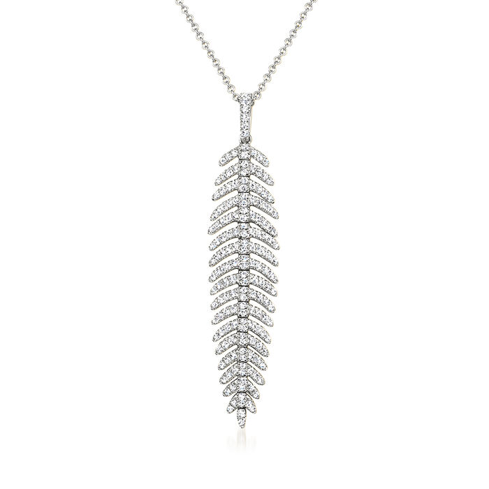 .57 ct. t.w. Diamond Feather Pendant Necklace in 14kt White Gold