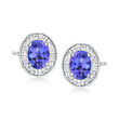 2.80 ct. t.w. Tanzanite and .73 ct. t.w. Diamond Earrings in 14kt White Gold