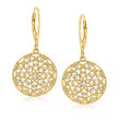 .10 ct. t.w. Diamond Circle Drop Earrings in 18kt Gold Over Sterling