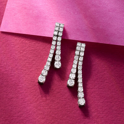 2.30 ct. t.w. Diamond Double Graduated Linear Drop Earrings in 14kt White Gold