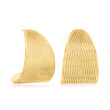 Italian 18kt Gold Over Sterling Textured and Polished J-Hoop Earrings