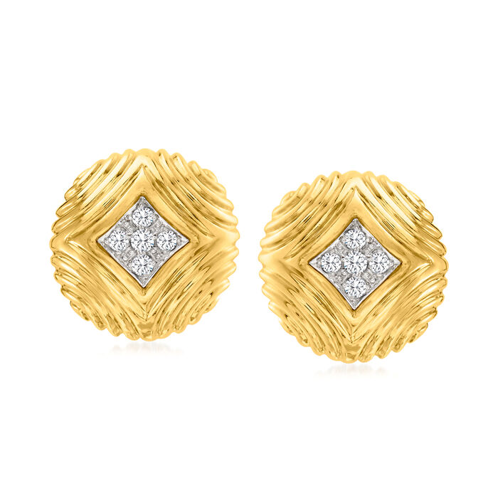 C. 1980 Vintage .60 ct. t.w. Diamond Button Clip-On Earrings in 18kt Yellow Gold