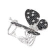 6.50 ct. t.w. Black Spinel and 2.30 ct. t.w. White Topaz Butterfly Double Ring in Sterling Silver