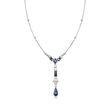 C. 2000 Vintage 3.95 ct. t.w. Sapphire and 1.00 ct. t.w. Diamond Drop Necklace in 14kt White Gold