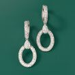 1.00 ct. t.w. Pave Diamond Open Oval Drop Earrings in Sterling Silver