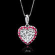 1.00 Carat Lab-Grown Diamond Heart Pendant Necklace with .20 ct. t.w. Rubies in 14kt White Gold