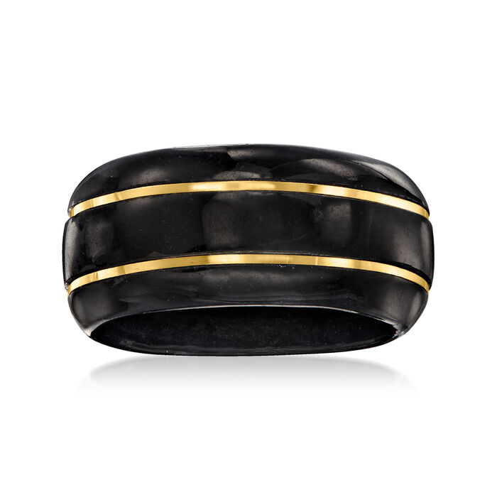 Black Jade Ring with 14kt Yellow Gold