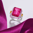 14.00 Carat Pink Topaz and .80 ct. t.w. Multi-Gemstone Ring in Sterling Silver