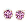 C. 1990 Vintage Crivelli Amethyst and .50 ct. t.w. Diamond Flower Earrings in 18kt Rose Gold
