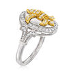 .50 ct. t.w. Diamond Fleur-De-Lis Ring in Sterling Silver and 14kt Yellow Gold
