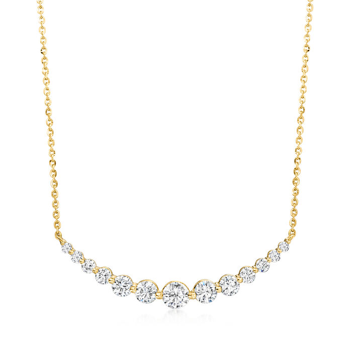 2.00 ct. t.w. Lab-Grown Diamond Curved Bar Necklace in 14kt Yellow Gold