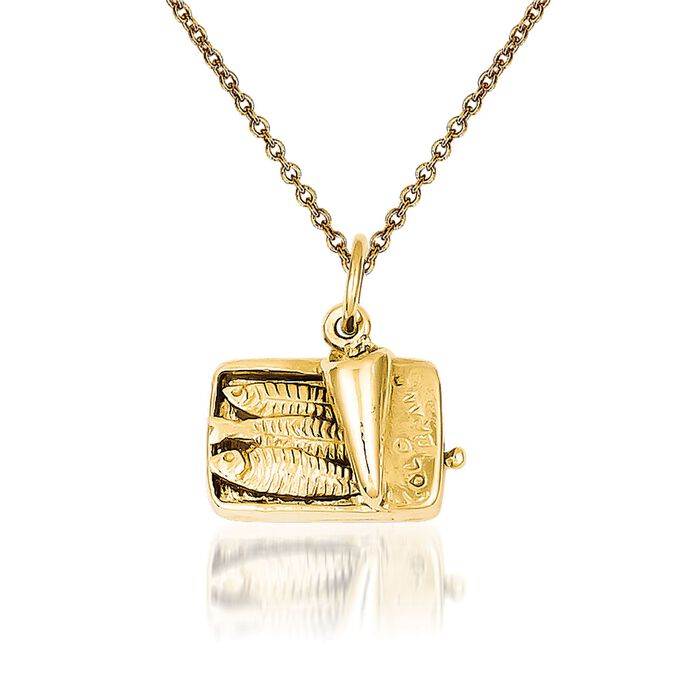 14kt Yellow Gold Sardine can Pendant Necklace