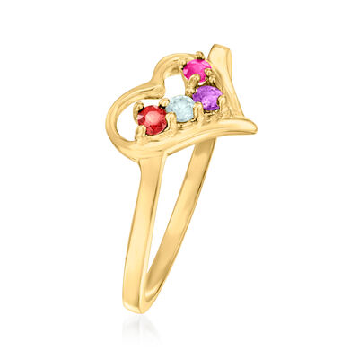 Personalized Heart Ring in 14kt Gold  1 to 7 Birthstones