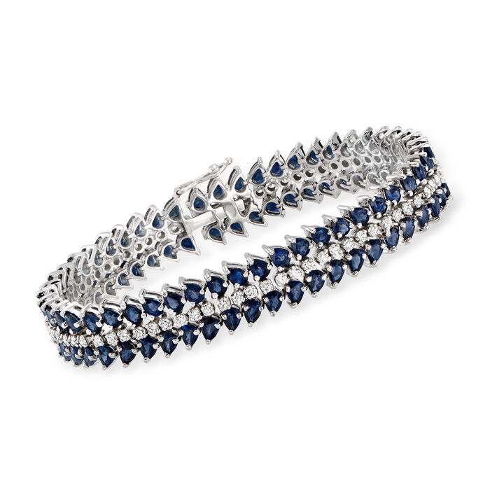 C. 1980 Vintage 24.00 ct. t.w. Sapphire and 2.85 ct. t.w. Diamond Bracelet in 18kt White Gold