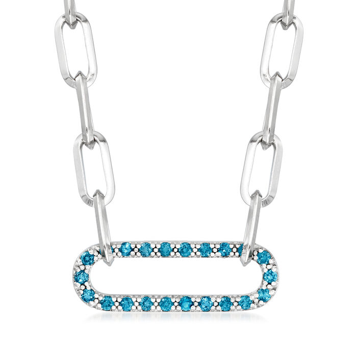 .80 ct. t.w. London Blue Topaz Paper Clip Link Necklace in Sterling Silver