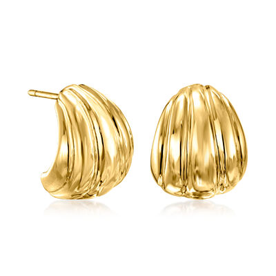 Italian 18kt Gold Over Sterling Ribbed Earrings