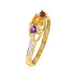 Personalized Birthstone Heart Daughter's Ring with Diamond Accents in 14kt Gold