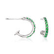 .30 ct. t.w. Emerald and .10 ct. t.w. Diamond Removable Angel Wing Drop Earrings in Sterling Silver