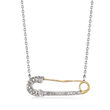 .21 ct. t.w. Diamond Safety Pin Necklace in Sterling Silver and 14kt Yellow Gold