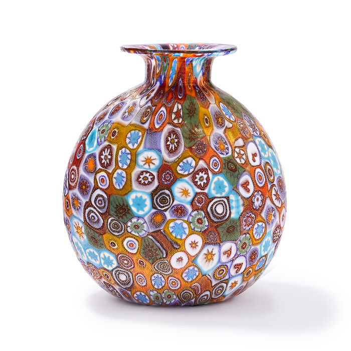 Multicolored Murano Glass Millefiori Vase from Italy