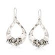 Sterling Silver and 14kt Yellow Gold Open Teardrop Floral Earrings with Cultured Pearls 
