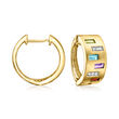1.00 ct. t.w. Multi-Gemstone Hoop Earrings with Diamond Accents in 14kt Yellow Gold