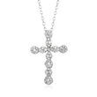 C. 1990 Vintage .65 ct. t.w. Diamond Cross Pendant Necklace in 14kt White Gold