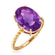 4.90 Carat Amethyst Rope Ring in 14kt Yellow Gold