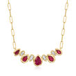 2.60 ct. t.w. Ruby and .12 ct. t.w. Diamond Teardrop Necklace in 14kt Yellow Gold