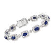 9.00 ct. t.w. Sapphire and .15 ct. t.w. Diamond Bracelet in Sterling Silver