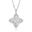 .33 ct. t.w. Baguette and Round Diamond Star Pendant Necklace in 14kt White Gold
