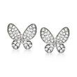 .19 ct. t.w. Pave Diamond Butterfly Earrings in 14kt White Gold