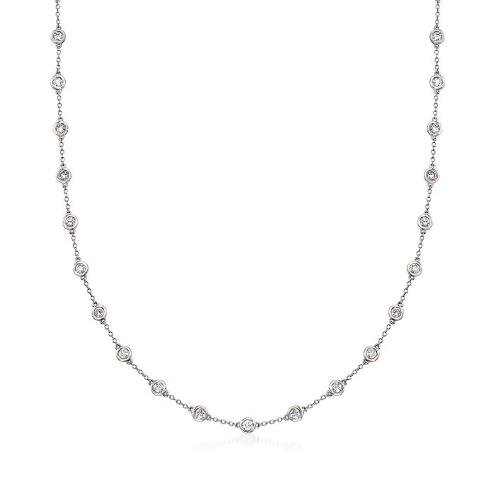 3.00 ct. t.w. Bezel-Set Diamond Station Necklace in 14kt White Gold