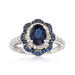 1.80 ct. t.w. Sapphire and .30 ct. t.w. Diamond Halo Ring in 18kt White Gold