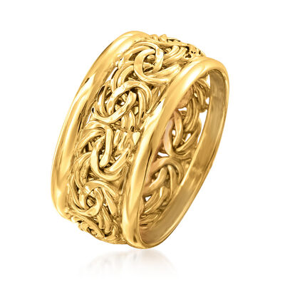 14kt Yellow Gold Bordered Byzantine Ring