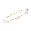 6.5-7mm Cultured Pearl Station Bracelet in 14kt Yellow Gold