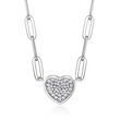 Charles Garnier .28 ct. t.w. CZ Heart Paper Clip Link Necklace in Sterling Silver