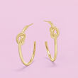 14kt Yellow Gold Knotted C-Hoop Earrings