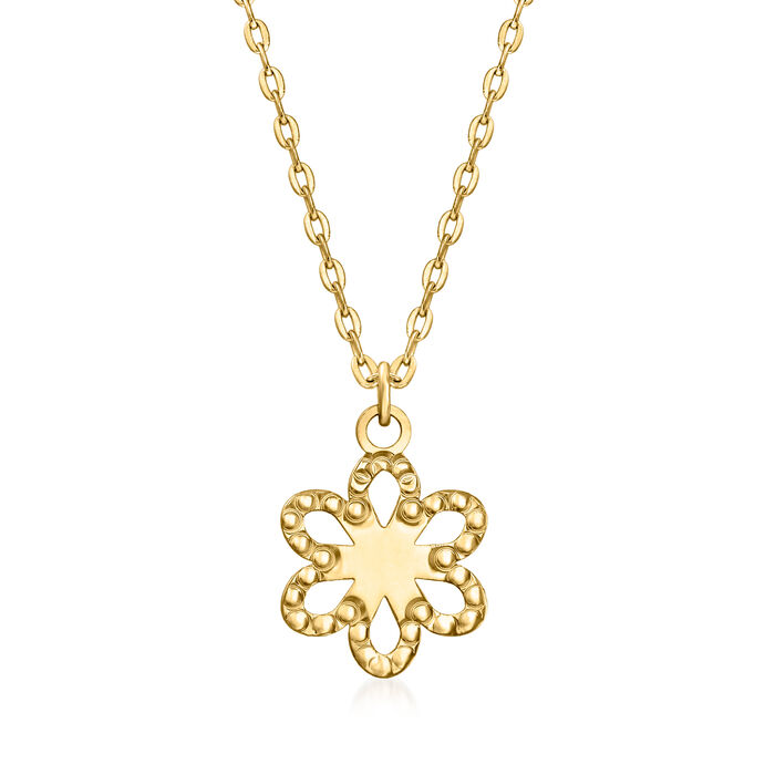 Italian 14kt Yellow Gold Flower Necklace