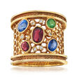 C. 1980 Vintage 1.85 ct. t.w. Multi-Gemstone Ring with Diamond Accents in 18kt Yellow Gold